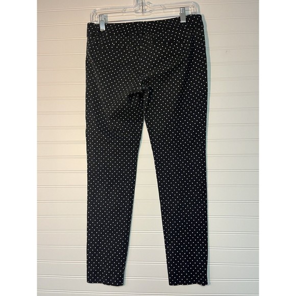 Banana Republic Women Mid-Rise Slim Ankle Pants 2 Black w/Polka Dots Preppy Cute - Picture 2 of 10